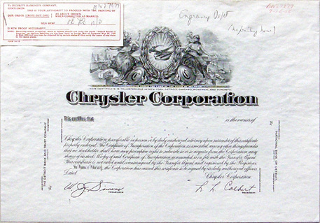 Chrysler UK Ltd. preferred 1972